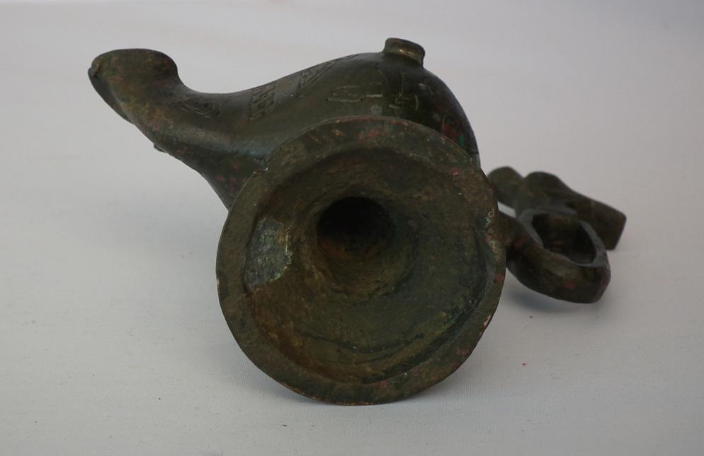 Antique Medieval Islamic Bronze Oil Lamp Khorasan Seljuk Seljuq Turks 12th c