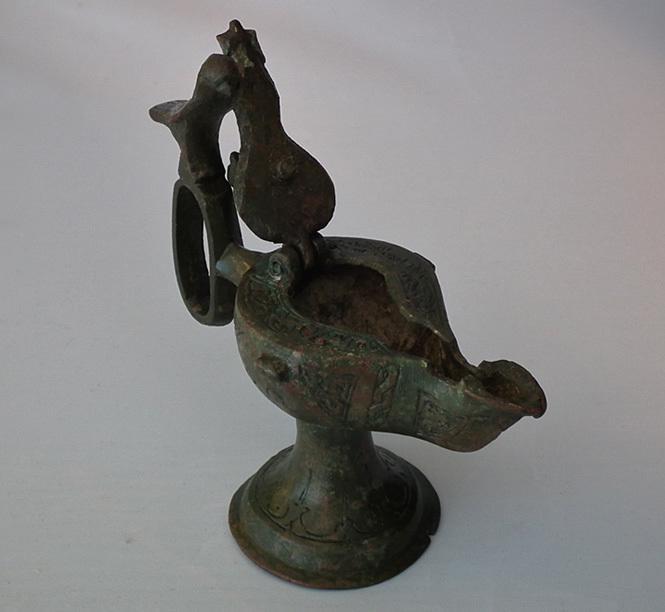 Antique Medieval Islamic Bronze Oil Lamp Khorasan Seljuk Seljuq Turks 12th c
