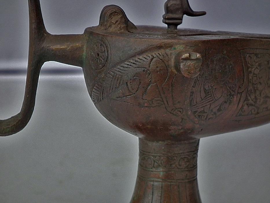 Antique Medieval Islamic Seljuk Seljuq Turks Bronze Oil Lamp Khorasan 12th C