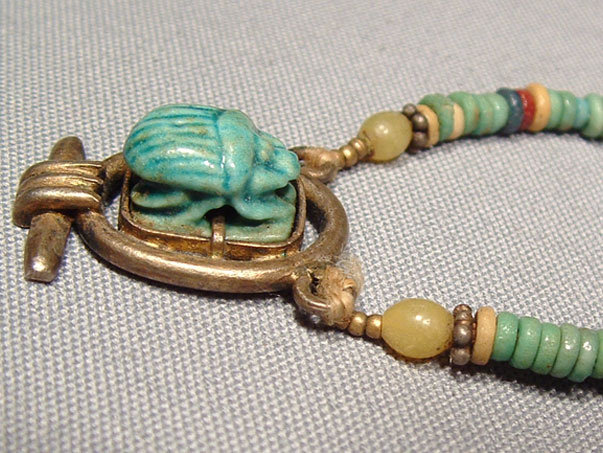 Ancient Egyptian Necklace Scarab & Beads