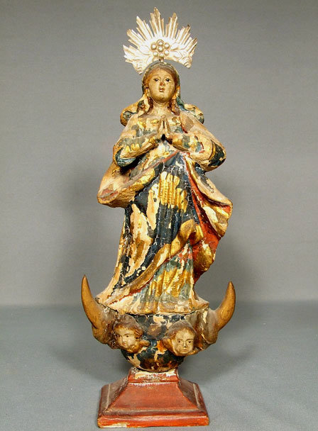 Antique Spanish Colonial Santos Virgin Mary