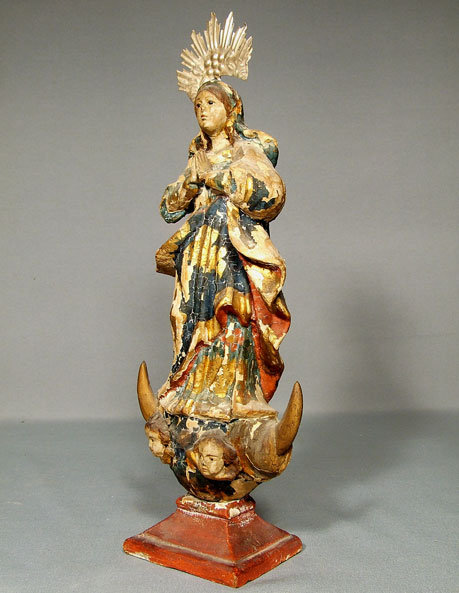 Antique Spanish Colonial Santos Virgin Mary