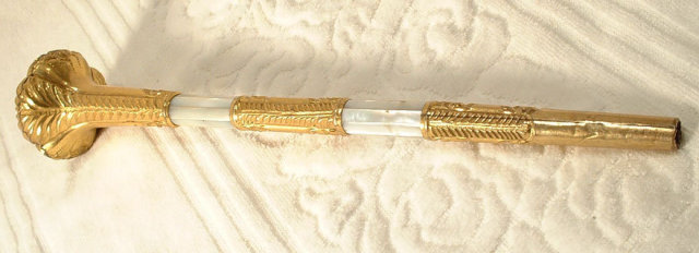 Antique Umbrella Gold Mother of Pearl Handle, 19th century