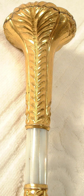Antique Umbrella Gold Mother of Pearl Handle, 19th century