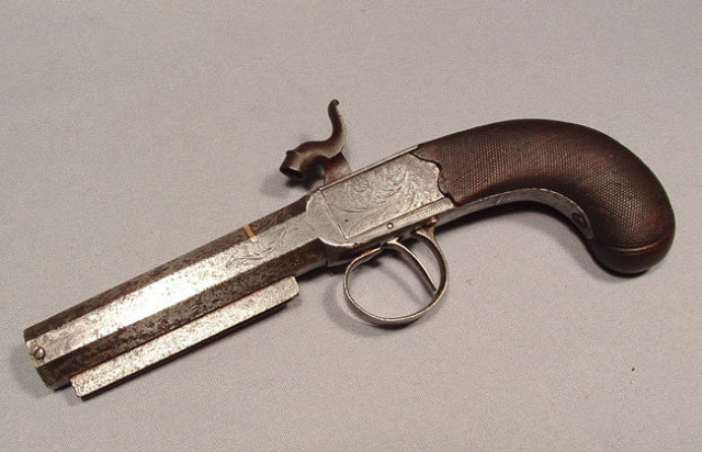 Antique Gun Percussion Pistol by John Evans, 19th Century