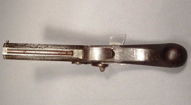 Antique Gun Percussion Pistol by John Evans, 19th Century
