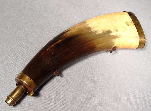 Antique Gun Powder Horn Flask