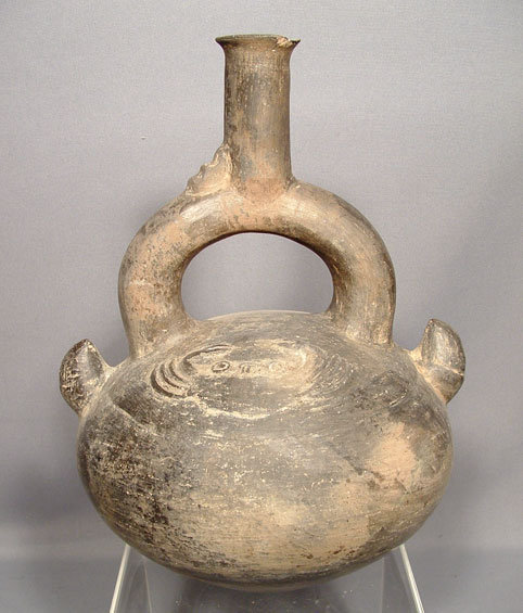 Pre Columbian Chimu Ceramic Stirrup Vessel