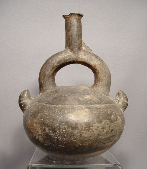 Pre Columbian Chimu Ceramic Stirrup Vessel