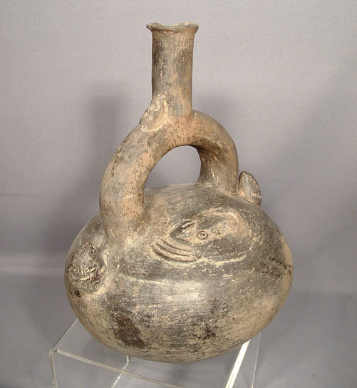 Pre Columbian Chimu Ceramic Stirrup Vessel