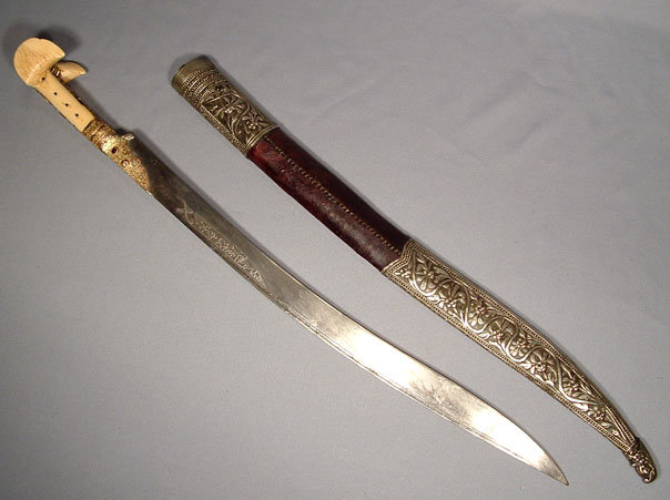 Antique Turkish Ottoman Sword Yatagan Islamic Yataghan In silver