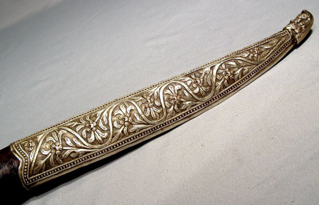 Antique Turkish Ottoman Sword Yatagan Islamic Yataghan In silver