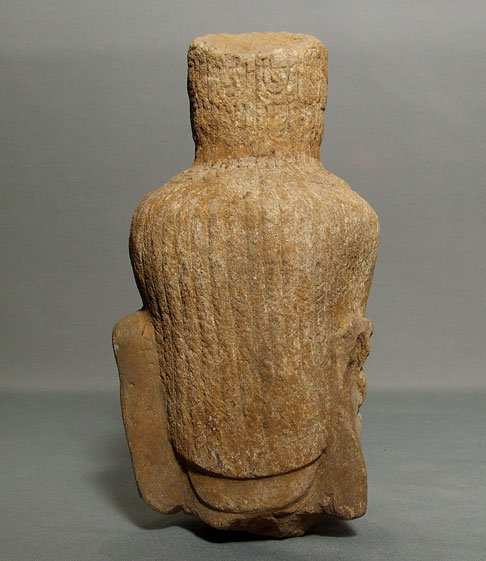 Antique Khmer Head of Divinity, Antique Sandstone Figure
