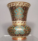 Islamic Indian Mughal Enamelled Gilt Copper Vase
