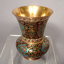 Islamic Indian Mughal Enamelled Gilt Copper Vase