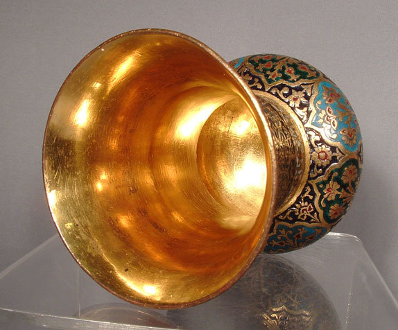 Islamic Indian Mughal Enamelled Gilt Copper Vase