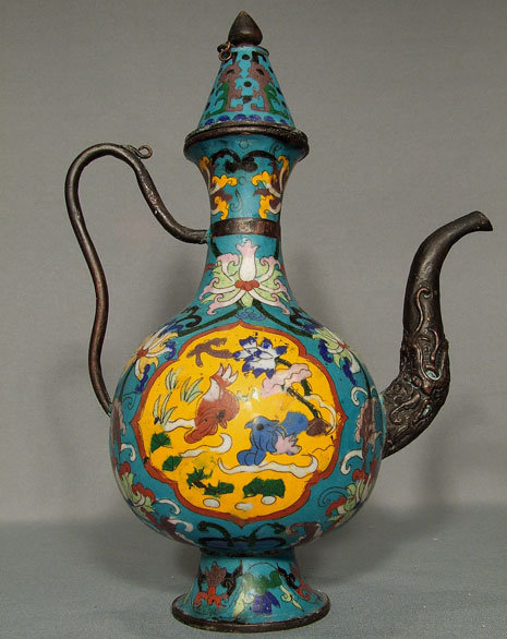 Antique Chinese Tibetan Cloisonne Ewer