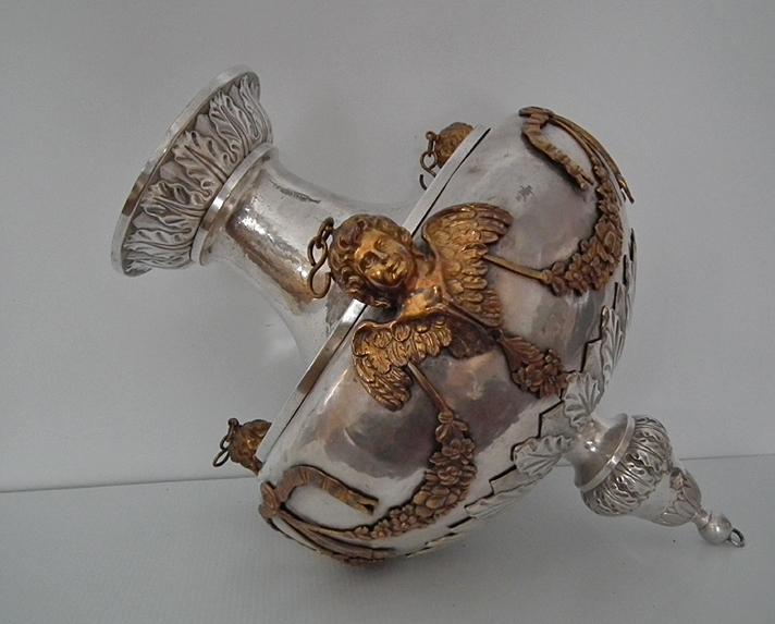 Huge Antique 19th Century Silver Plated Church Sanctuary Vigil Oil Lamp