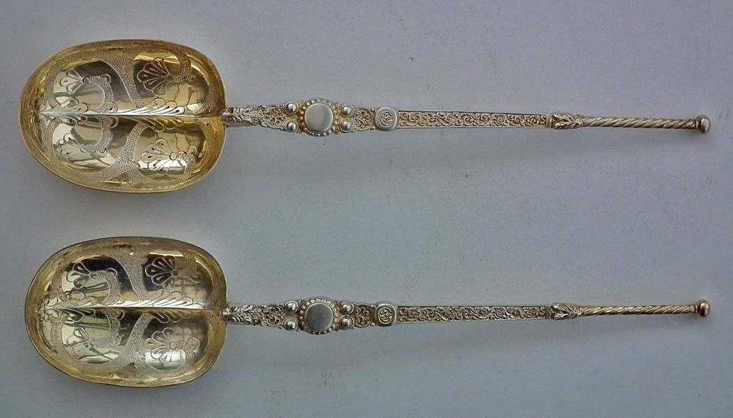Pair of Rare Dated 1900 Silver Gilt Anointing Spoons Edward VII Coronation Regalia