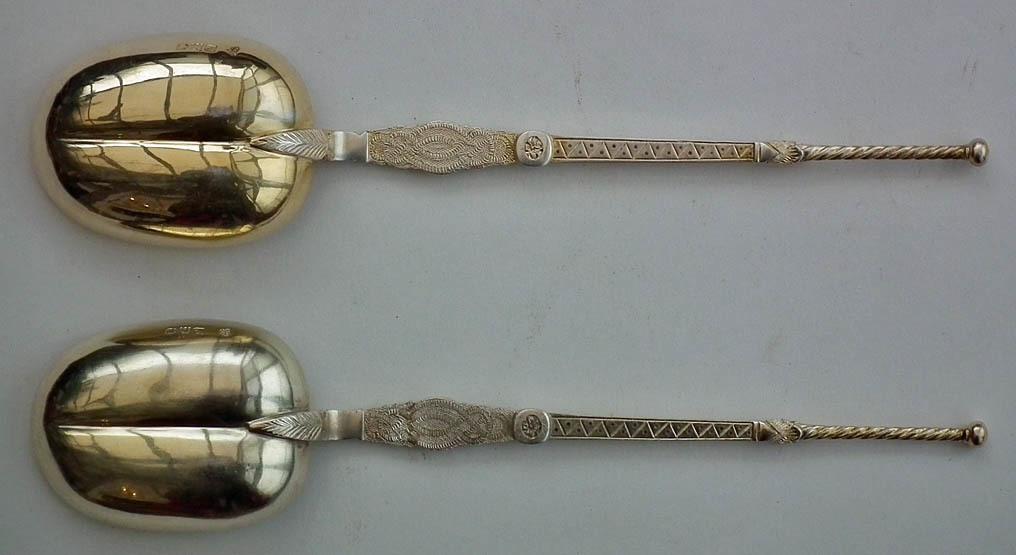 Pair of Rare Dated 1900 Silver Gilt Anointing Spoons Edward VII Coronation Regalia
