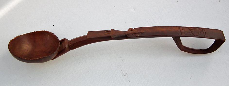 Antique American Folk Art Early 20th Century Finely Carved Wooden Ladle