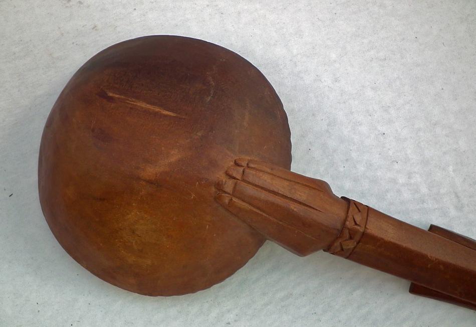 Antique American Folk Art Early 20th Century Finely Carved Wooden Ladle