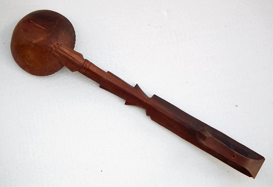 Antique American Folk Art Early 20th Century Finely Carved Wooden Ladle