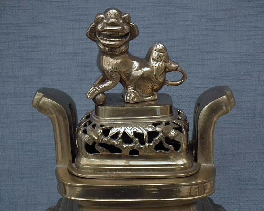 Huge Authentic Antique 19th Century Qing Dynasty Chinese Bronze - Brass Censer Incense Burner