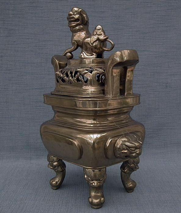 Huge Authentic Antique 19th Century Qing Dynasty Chinese Bronze - Brass Censer Incense Burner