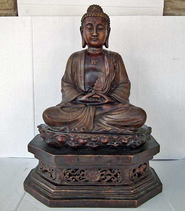 A large Chinese Bronze Figure Of Amitabha Buddha 19th - 20th century