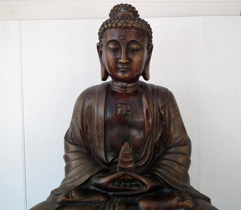 A large Chinese Bronze Figure Of Amitabha Buddha 19th - 20th century