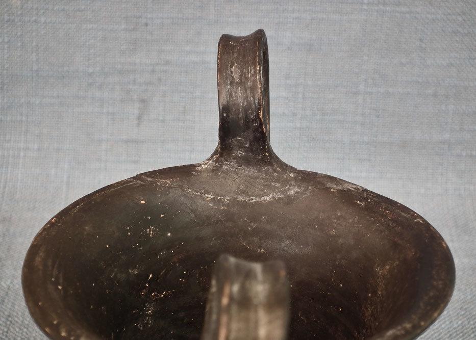 Rare Ancient South Italian Greek Or Etruscan 400 B.C Pottery Wine Cup Kantharos