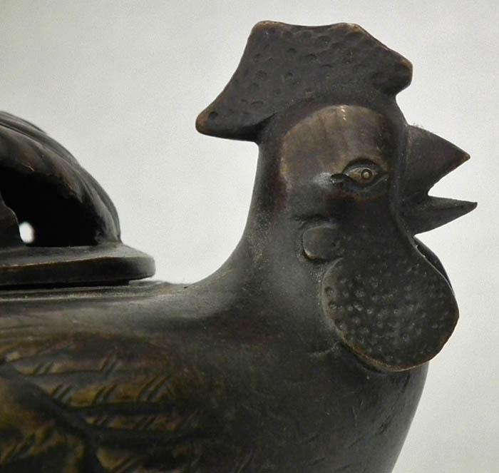 Antique Chinese 17th -19th Century Qing Dynasty Chicken Bronze Incense Burner Censer