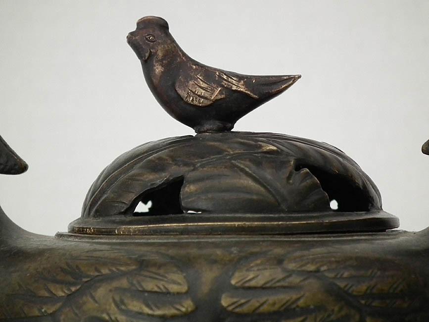 Antique Chinese 17th -19th Century Qing Dynasty Chicken Bronze Incense Burner Censer
