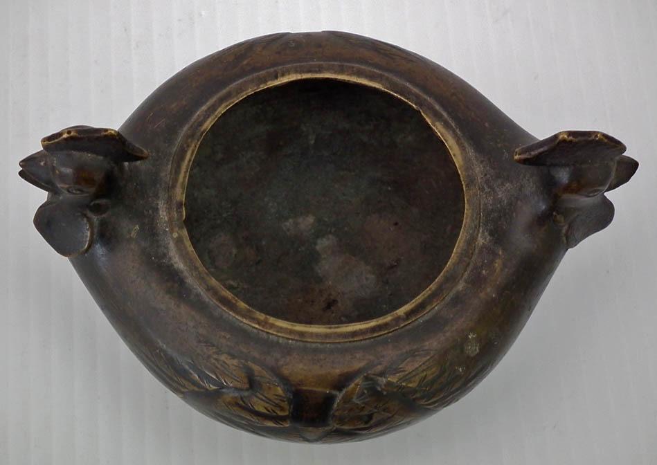 Antique Chinese 17th -19th Century Qing Dynasty Chicken Bronze Incense Burner Censer