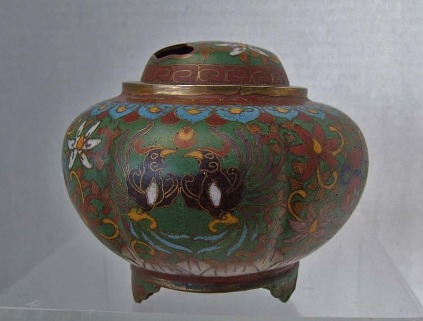 Antique Chinese Qing Dynasty (1644-1911 AD) Cloisonne Censer - Incense Burner