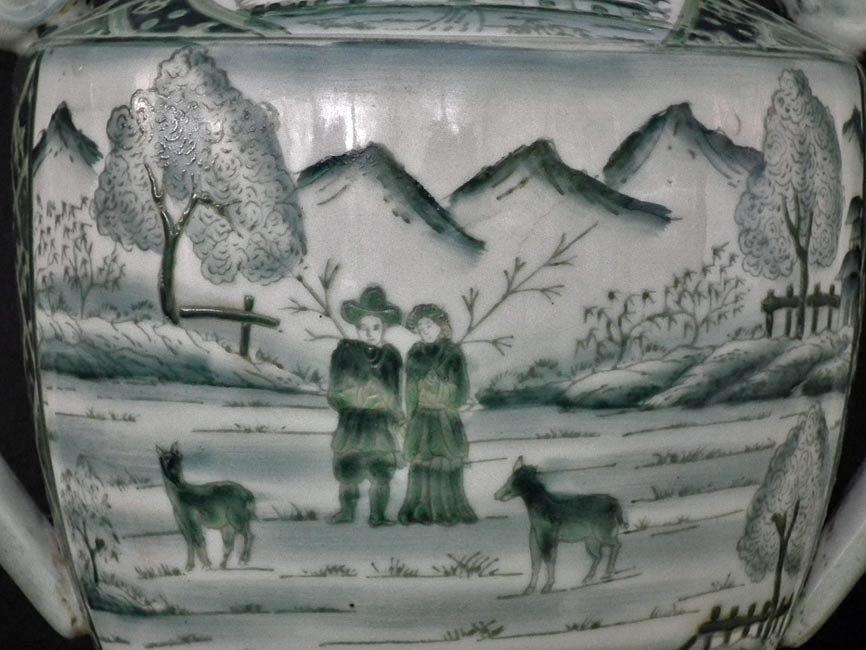 Antique 19th Century Chinese Porcelain Vase In European Style Qianlong Mark