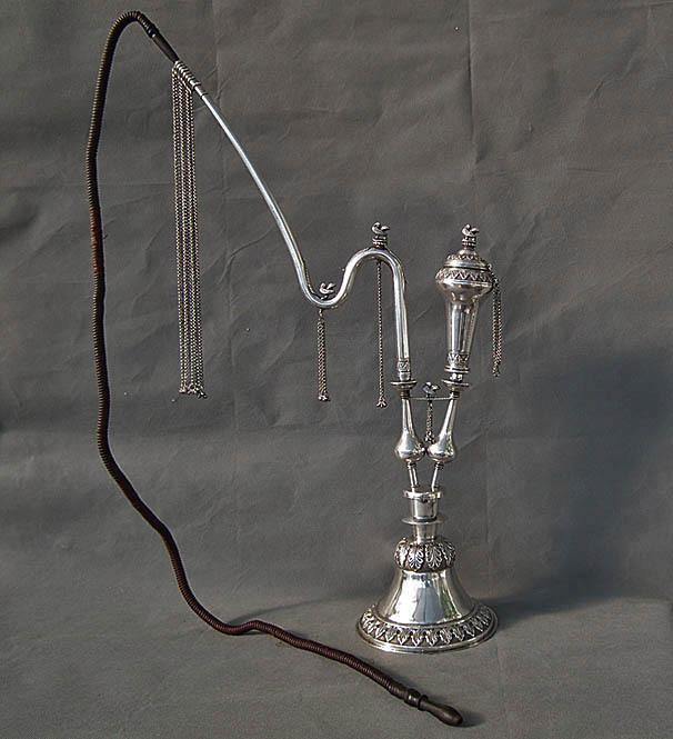Antique 19th Century Sterling Silver Islamic Indo Persian Pipe Huqqa Nargila