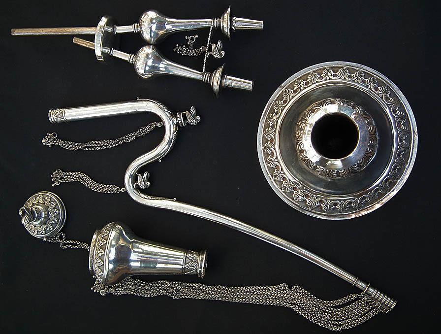 Antique 19th Century Sterling Silver Islamic Indo Persian Pipe Huqqa Nargila