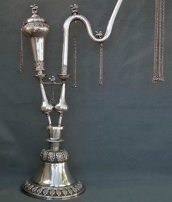 Antique 19th Century Sterling Silver Islamic Indo Persian Pipe Huqqa Nargila