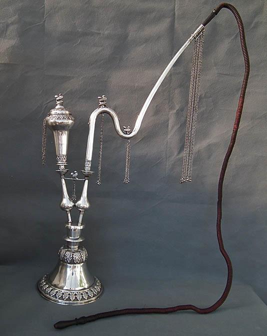Antique 19th Century Sterling Silver Islamic Indo Persian Pipe Huqqa Nargila