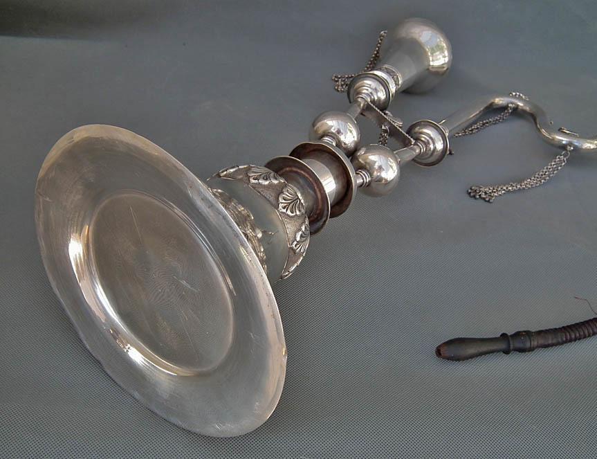 Antique 19th Century Sterling Silver Islamic Indo Persian Pipe Huqqa Nargila