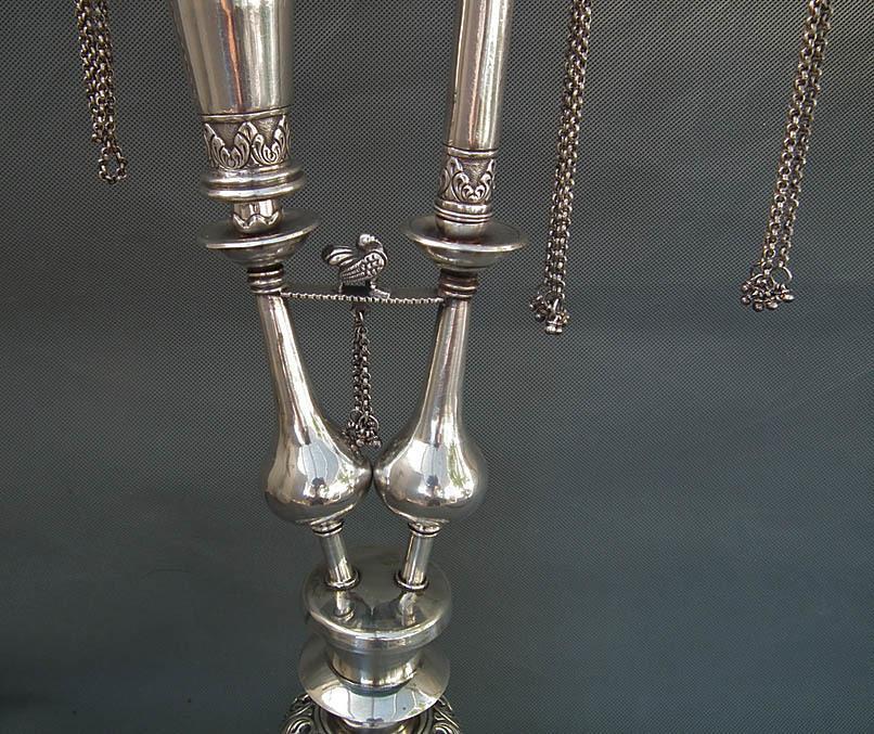 Antique 19th Century Sterling Silver Islamic Indo Persian Pipe Huqqa Nargila