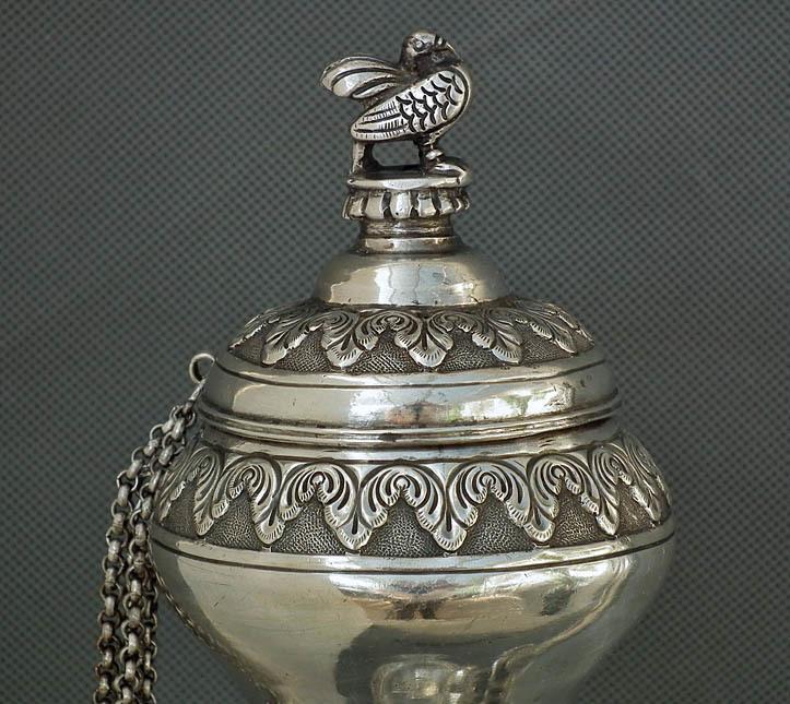 Antique 19th Century Sterling Silver Islamic Indo Persian Pipe Huqqa Nargila