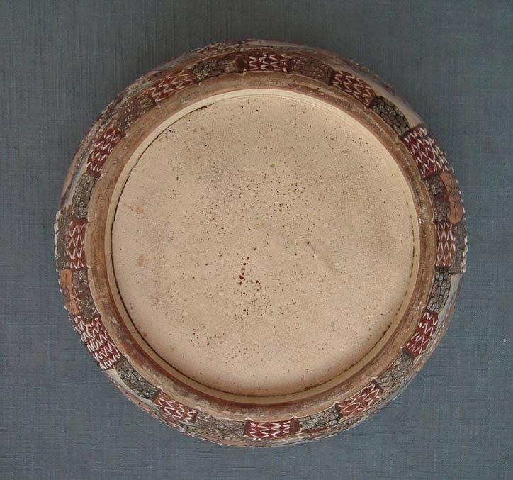 Antique 19th century Meiji Japanese Satsuma Earthenware Large Planter Fish Bowl