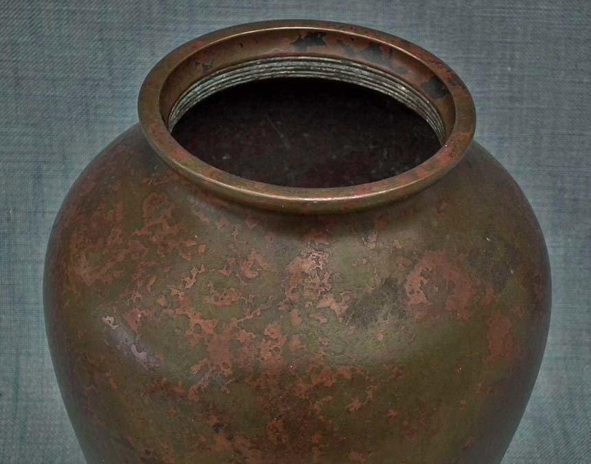 Antique Japanese Showa Period Large Bronze Vase With Murashido Patina