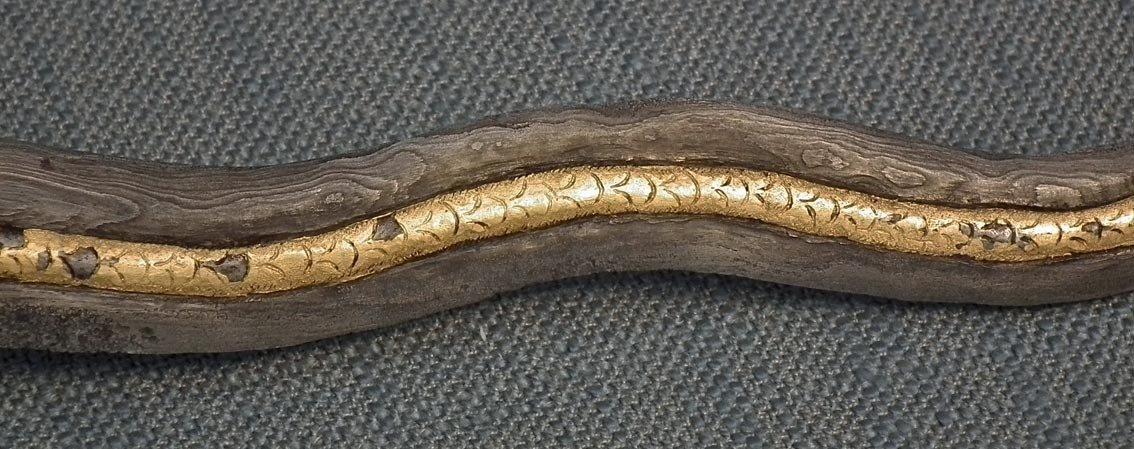 Antique Javanese Indonesian Kris Keris With Molar Fossil Hilt And Gold Naga Penganten