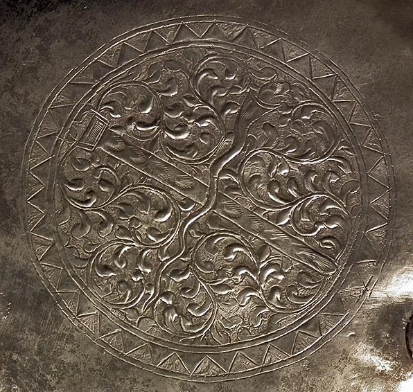 A Pair of Antique Islamic Malaysian Silver Bowls with sword Kris Keris