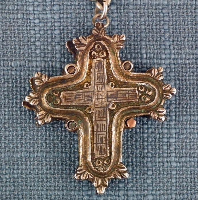 Antique Gold Gilded Silver Post - Byzantine Orthodox Reliquary Cross Encolpion