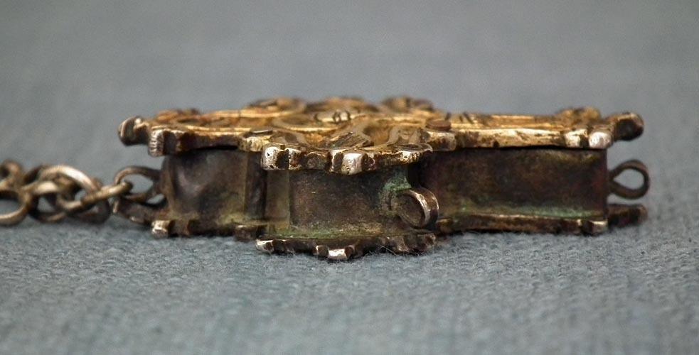 Antique Gold Gilded Silver Post - Byzantine Orthodox Reliquary Cross Encolpion